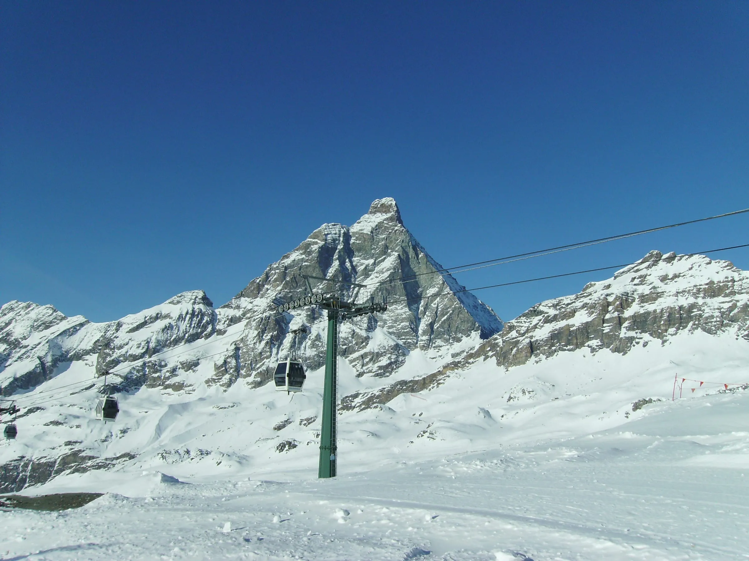 The Matterhorn above the Cime Bianche slopes of Breuil-Cervinia