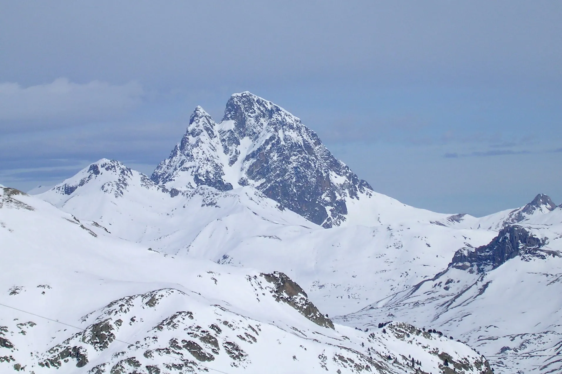 The Pic du Midi d'Ossau in winter, seen from Formigal