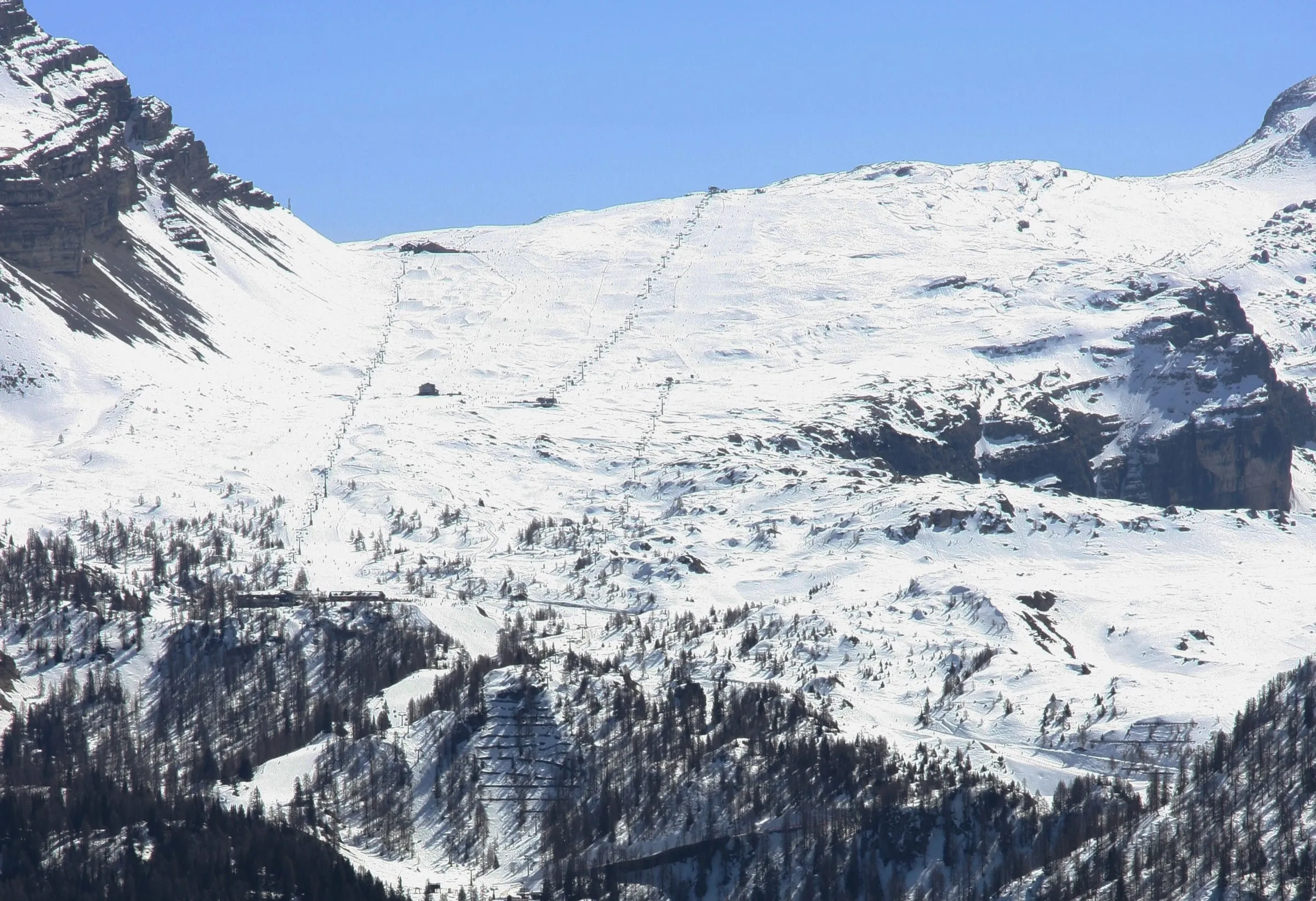 The Passo Grostè area above Madonna di Campiglio in winter