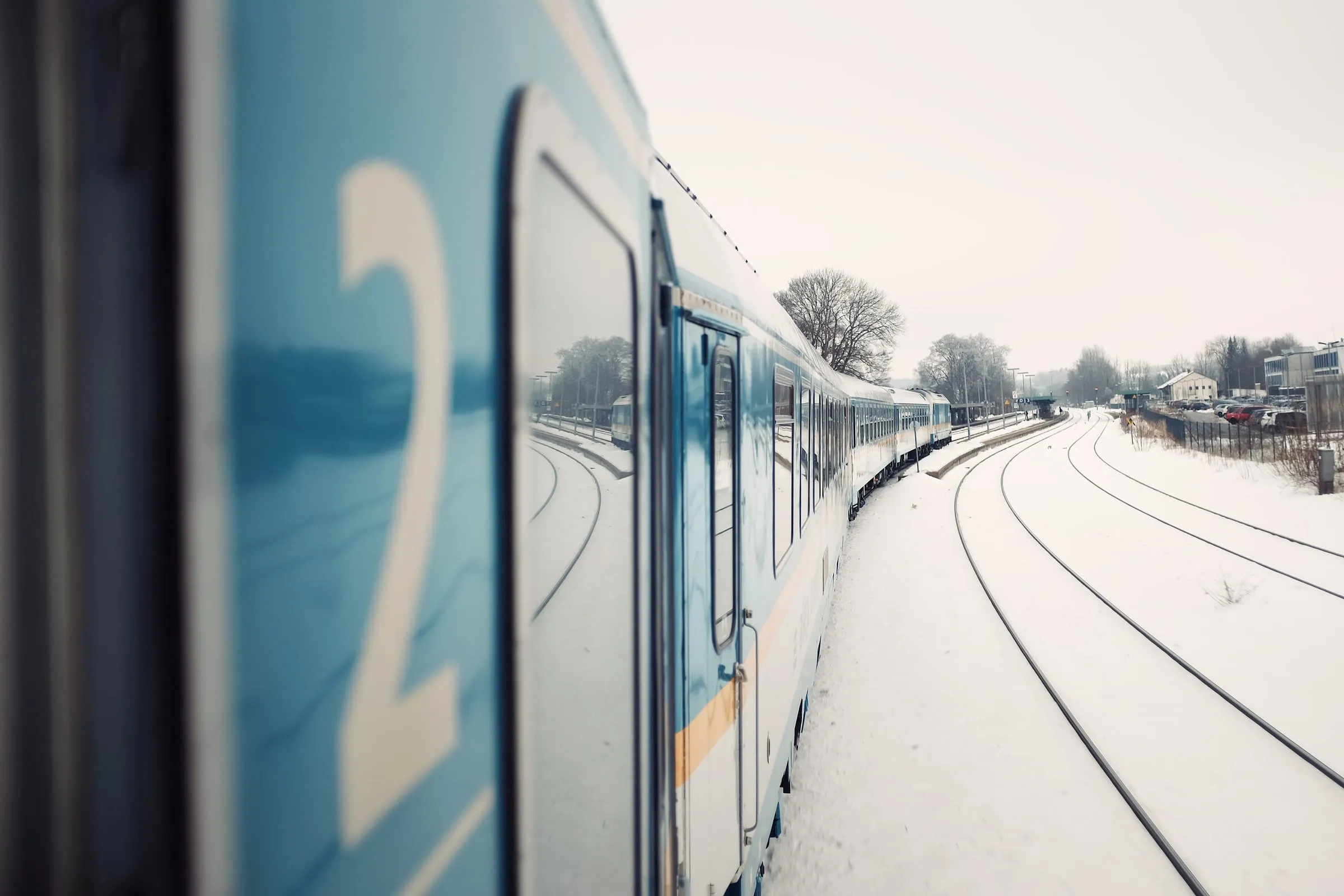 A regional train in the snow at Oberstdorf