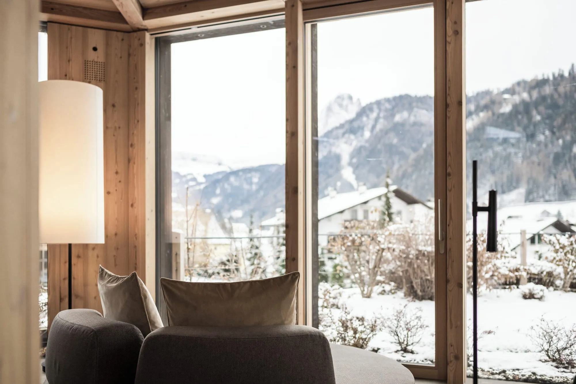 ADLER Spa Resort Dolomiti: a room with a view of snowy Ortisei